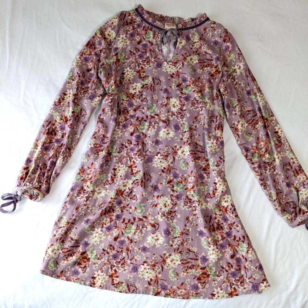 Mossimo Supply Co. Boho Purple floral Long Sleeve Dress size Small
